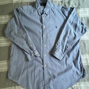 Polo by Ralph Lauren Men's Yarmouth Oxford Blue Plaid Shirt Size 16 1/2 32-33